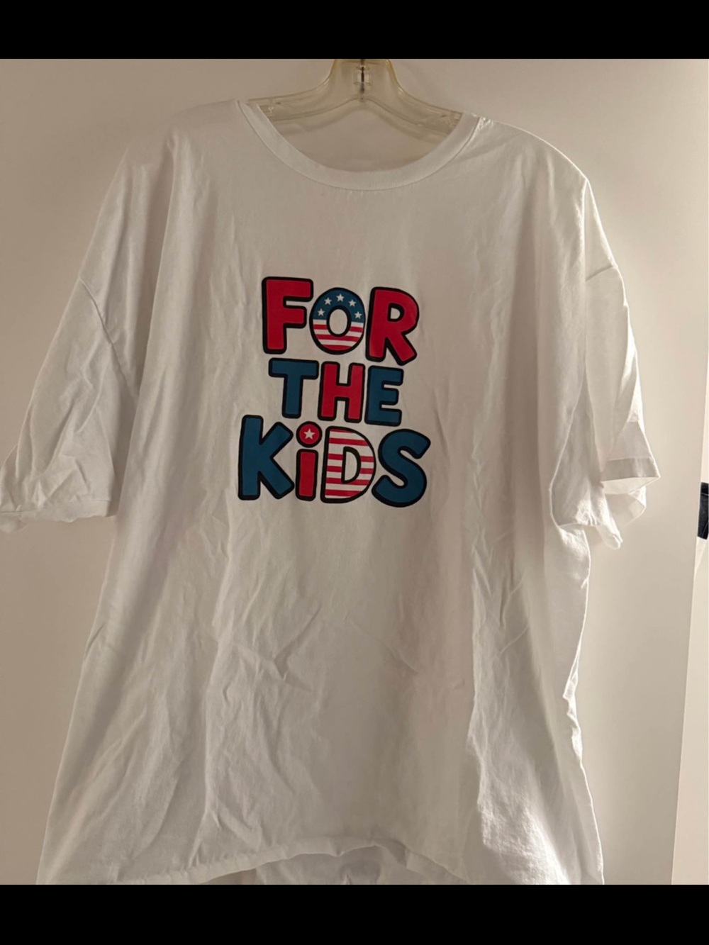 Hanes White 'For The Kids' Graphic Tee with Red & Blue Print
